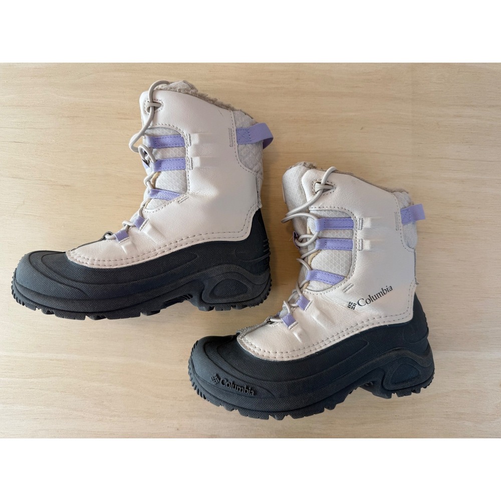 Columbia Youth Bugaboot Plus IV Omni-Heat Winter Boots Grey Purple BY4430-102 3Y